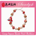 Joyas infantiles especiales hechas a mano Big Pearl Square Chunky Bead Children Jewelry